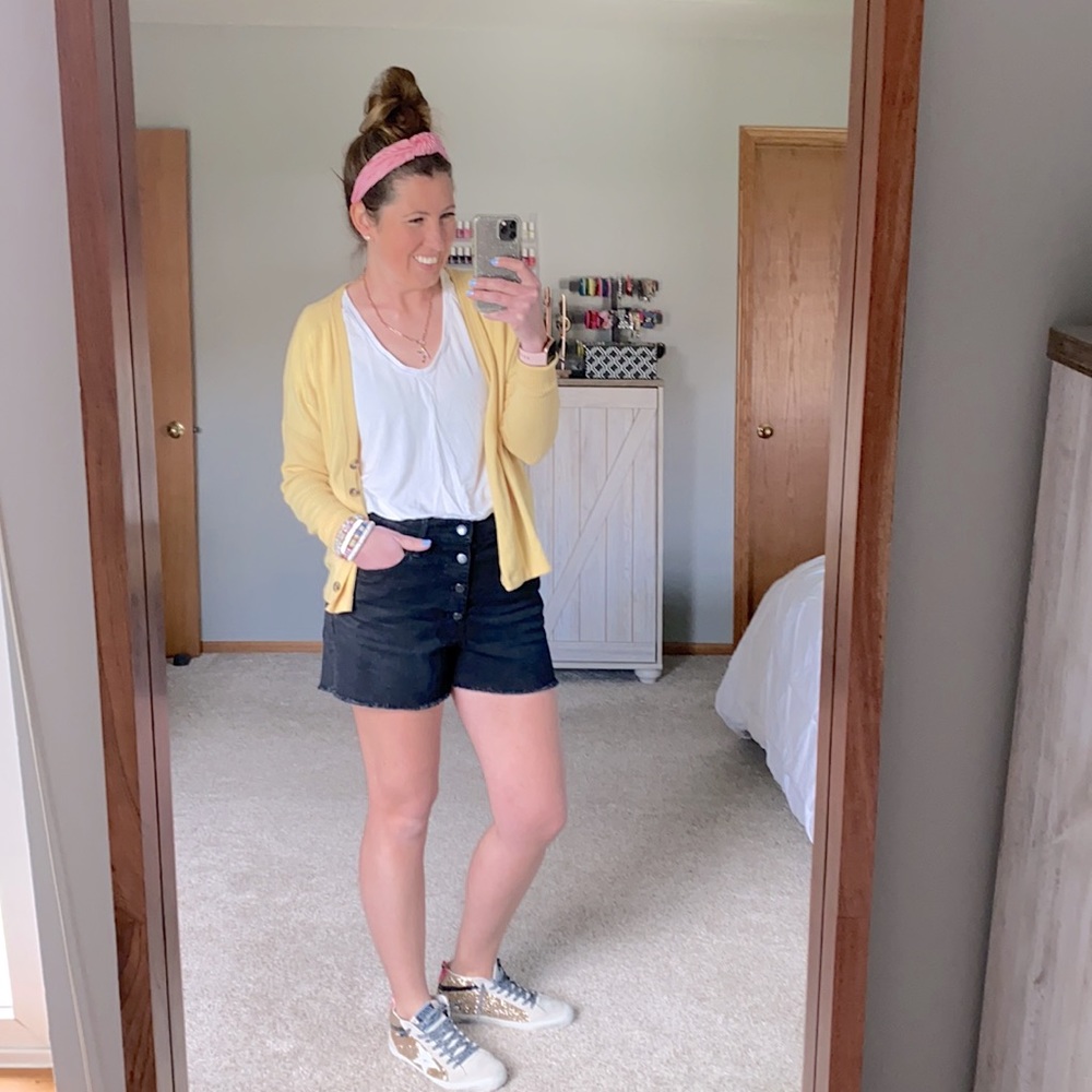 J Crew Factory High Rise Black Denim Shorts